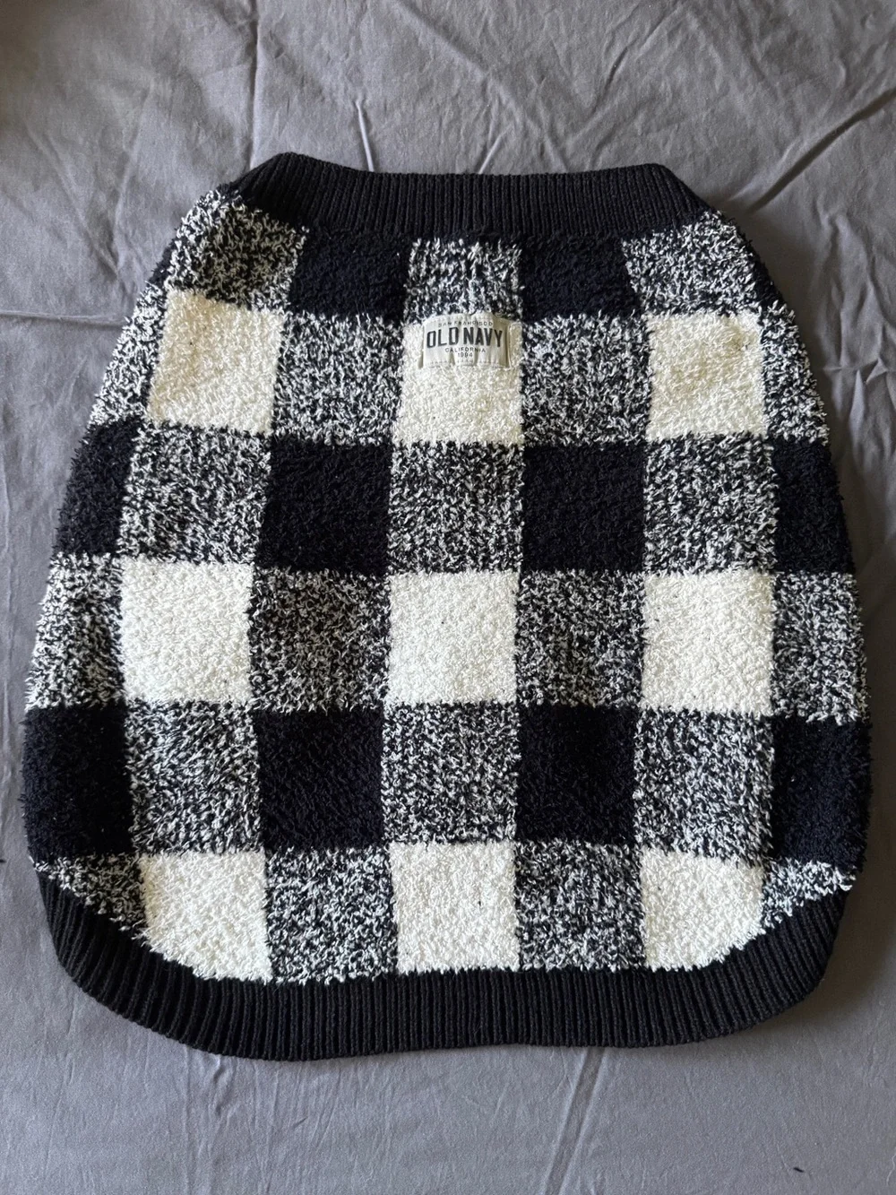 Old Navy Black & White Buffalo Plaid Dog Sweater